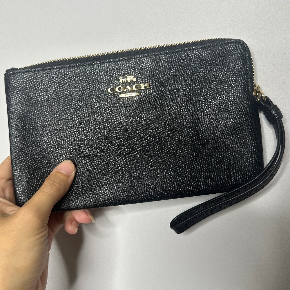 Coach black Leather Wristlet wallet purse